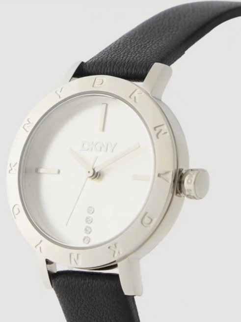 DKNY Watch, silver & black