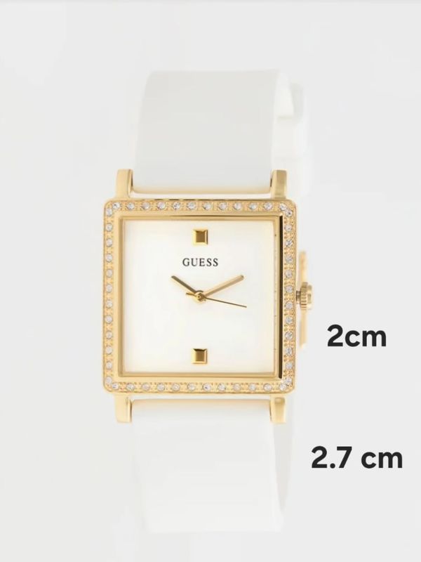 Guess Crystal watch, white strap