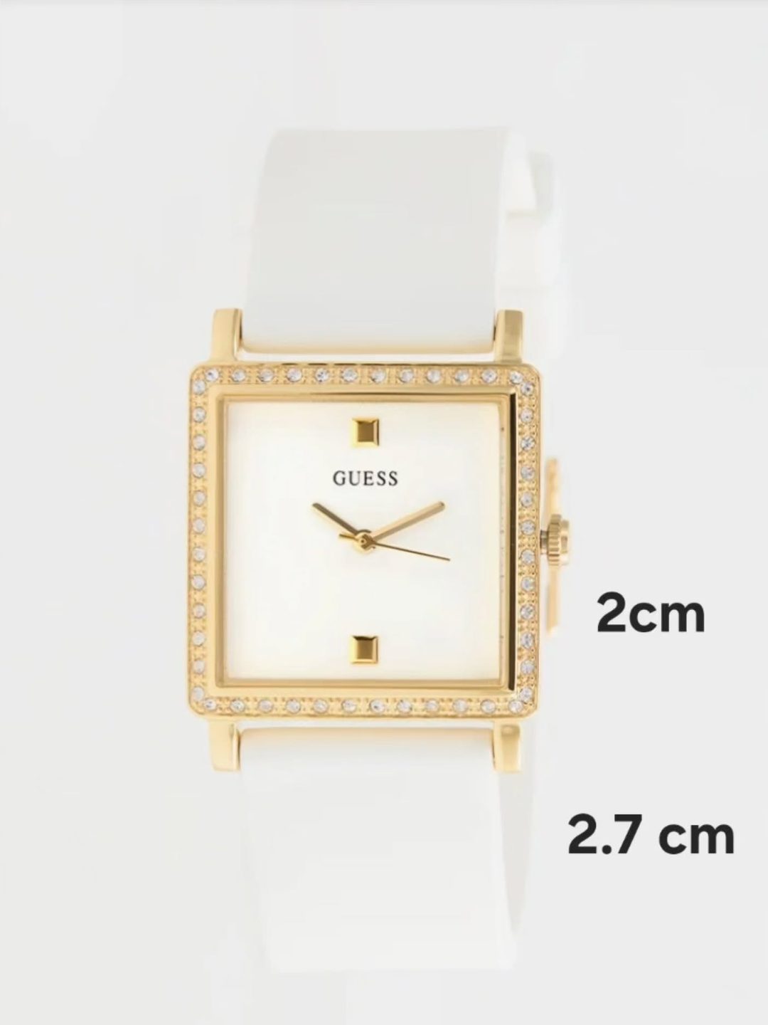 Guess Crystal watch, white strap