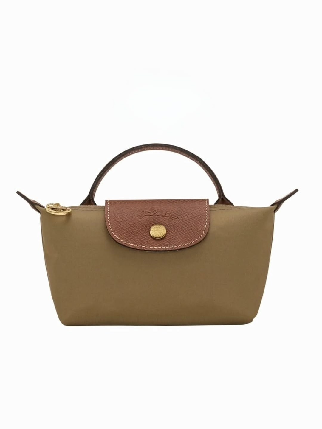 Longchamp Le Pliage pouch with handle, olive green